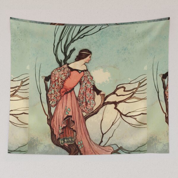 Item preview, Princess looking out in a tree designed and sold by Vintage Designs +.