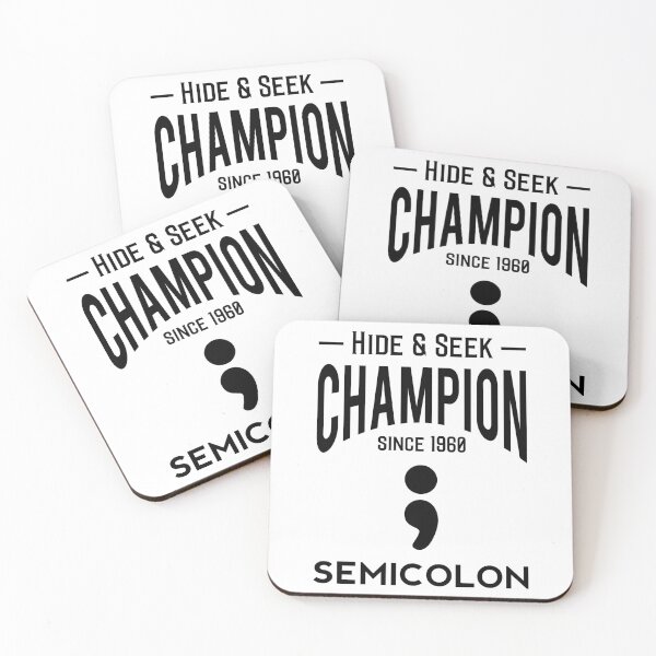 Item preview, Hide & Seek Champion since 1960 Semicolon - Black on Grey Programmer Humor designed and sold by ramiro.
