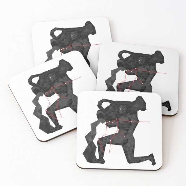 Item preview, Copy of Geometric black and white sihouette of aquarius zodiac sign in polygonal style with red line of stars constellation designed and sold by ArctiumStudio.