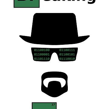 "Breaking Code - Black/Green Parody Design for Hackers" Sticker for ...