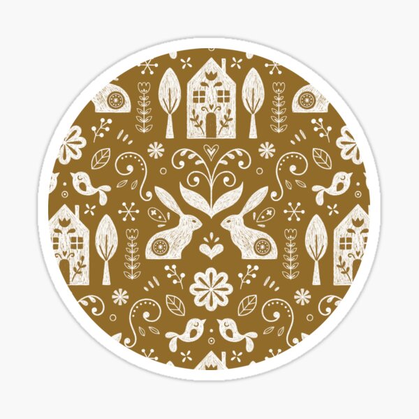 Scandinavian folk (mustard) Sticker