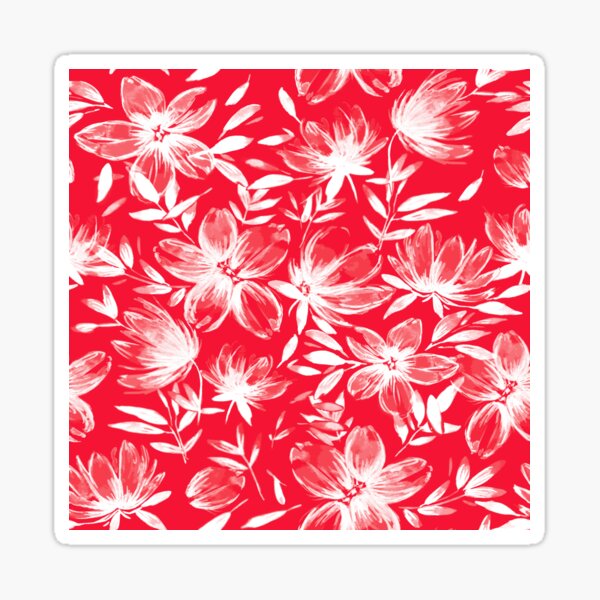 Item preview, Red & White Watercolor Flowers designed and sold by B & K     Store.