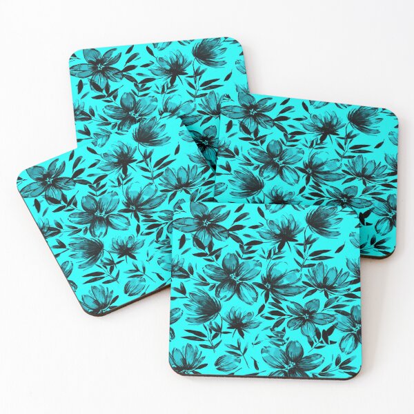 Item preview, Cyan & Black Watercolor Flowers designed and sold by B & K     Store.