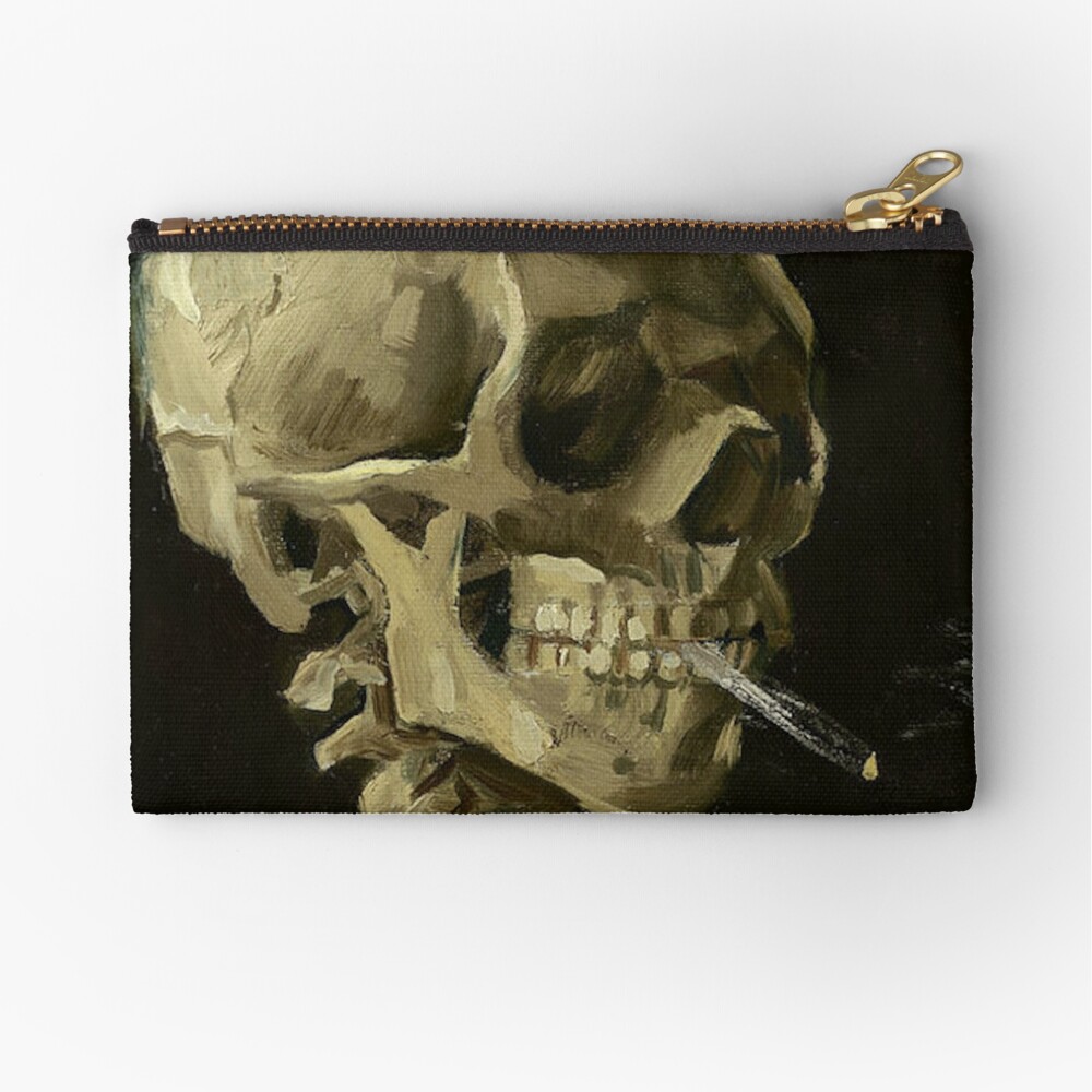 SKULL OF A SKELETON WITH BURNING CIGARETTE - VINCENT VAN GOGH Zipper Pouch