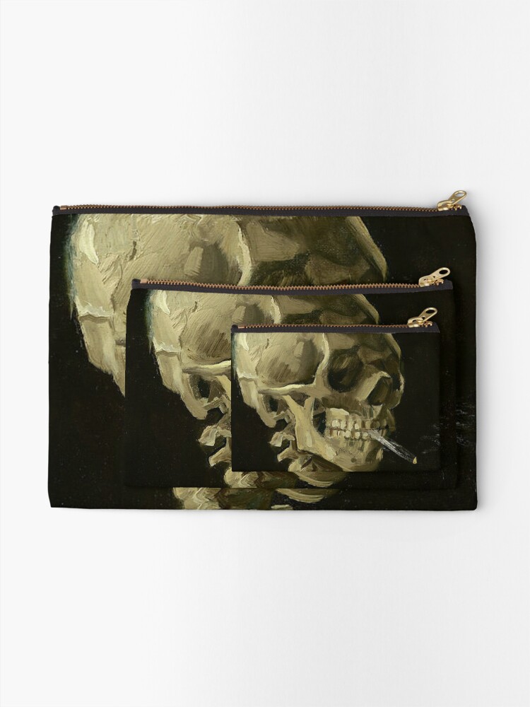 Alternate view of SKULL OF A SKELETON WITH BURNING CIGARETTE - VINCENT VAN GOGH  Zipper Pouch