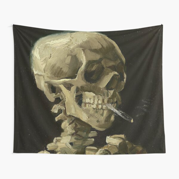 SKULL OF A SKELETON WITH BURNING CIGARETTE - VINCENT VAN GOGH Tapestry