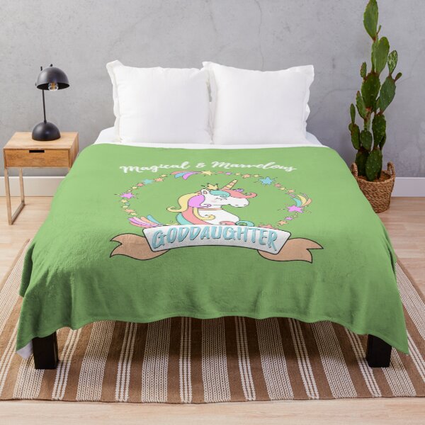 Magical and Marvelous Goddaughter - Unicorn Design Throw Blanket