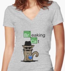Breaking Cat Women's Fitted V-Neck T-Shirt