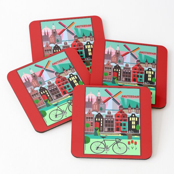 Item preview, AMSTERDAM : Modern Abstract Bicycling Advertising Print designed and sold by posterbobs.