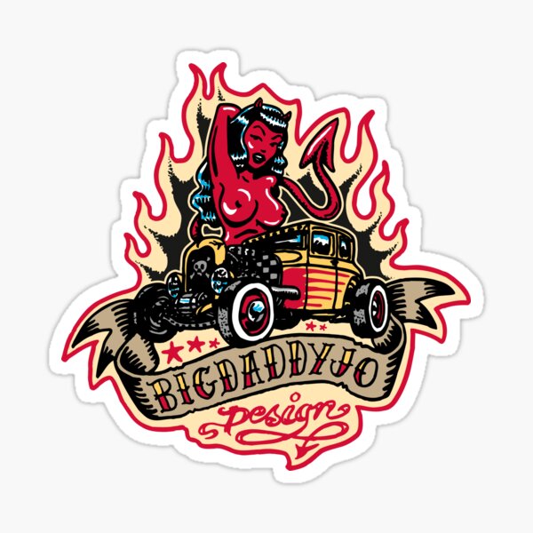 Big Design Hotrod & Pinup Sticker