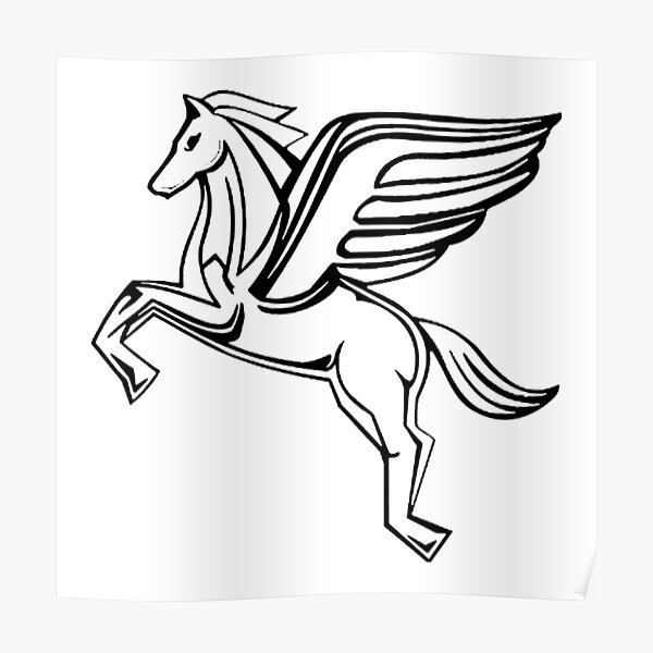 Chasing Pegasus Image (Black Outline) Poster