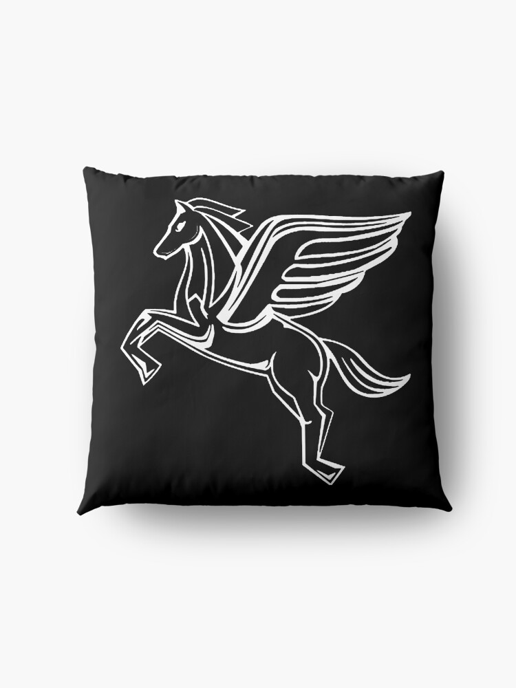 Alternate view of Chasing Pegasus Image (White Outline) Floor Pillow