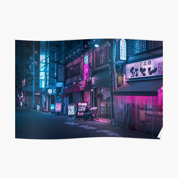Neon and Brick wall Poster