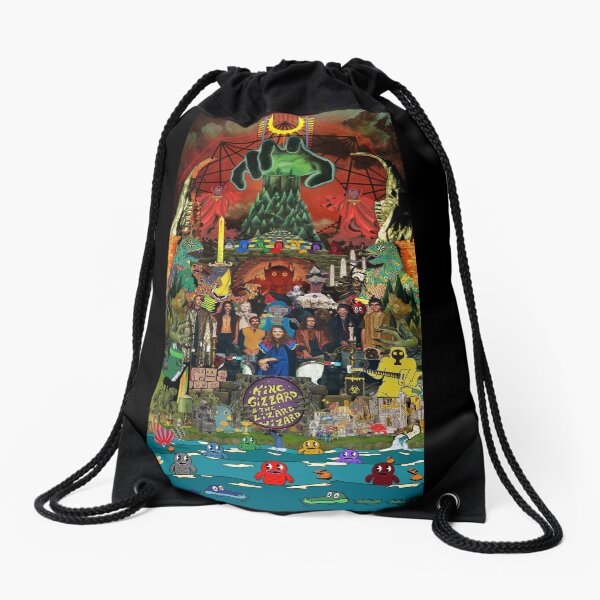 King Gizzard and the Lizard Wizard Collage - all proceeds to charity - King Gizzard's Altered Beasts Club Band Drawstring Bag