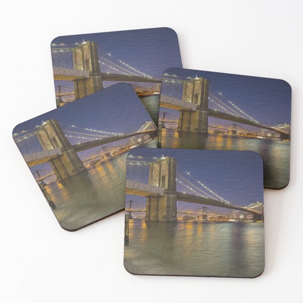 Item preview, Digital Art Composition of Brooklyn Bridge, New York at night. designed and sold by davidelder.