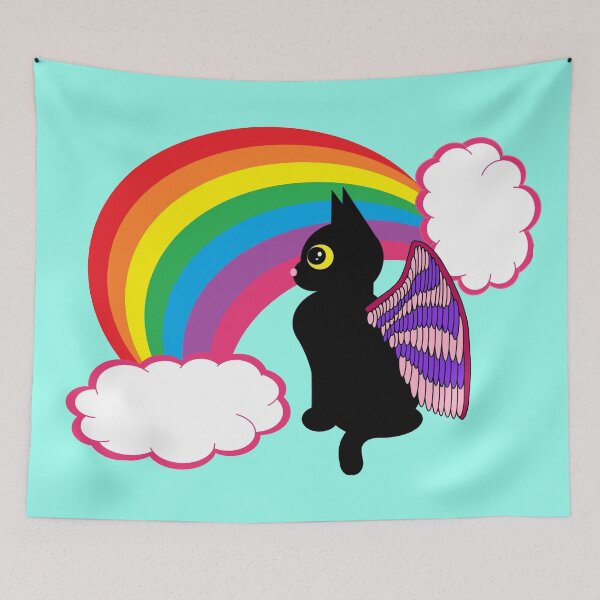 Item preview, Black kitty with wings designed and sold by Melanie Jeyakkumar.