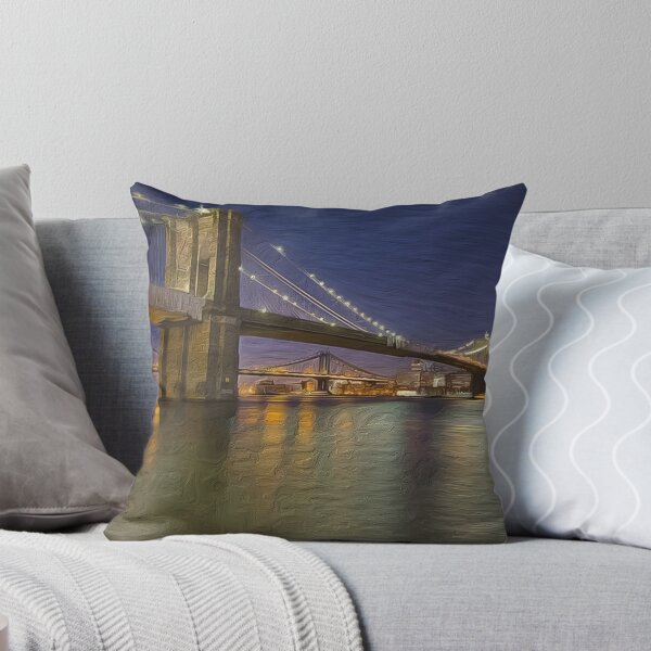 Item preview, Digital Art Composition of Brooklyn Bridge, New York at night. designed and sold by davidelder.