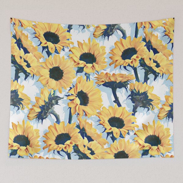Item preview, Sunflowers on Pale Blue and White designed and sold by micklyn.