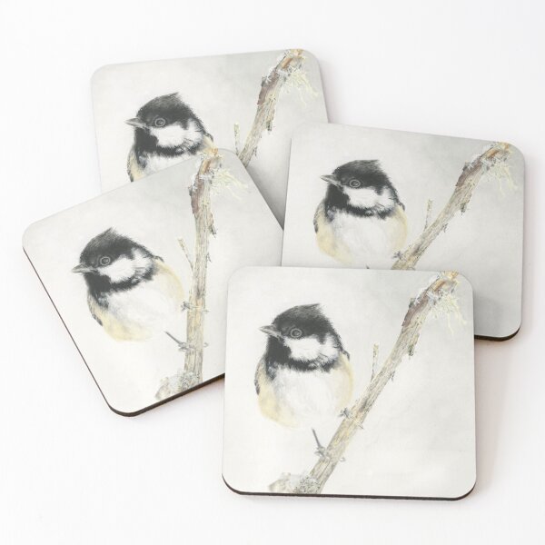 Item preview, Coal Tit in Winter on Grey designed and sold by LittleForestArt.