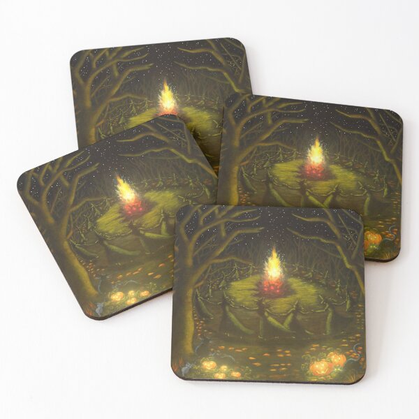 Item preview, Halloween witches dancing around a bonfire designed and sold by ChristineAtmann.