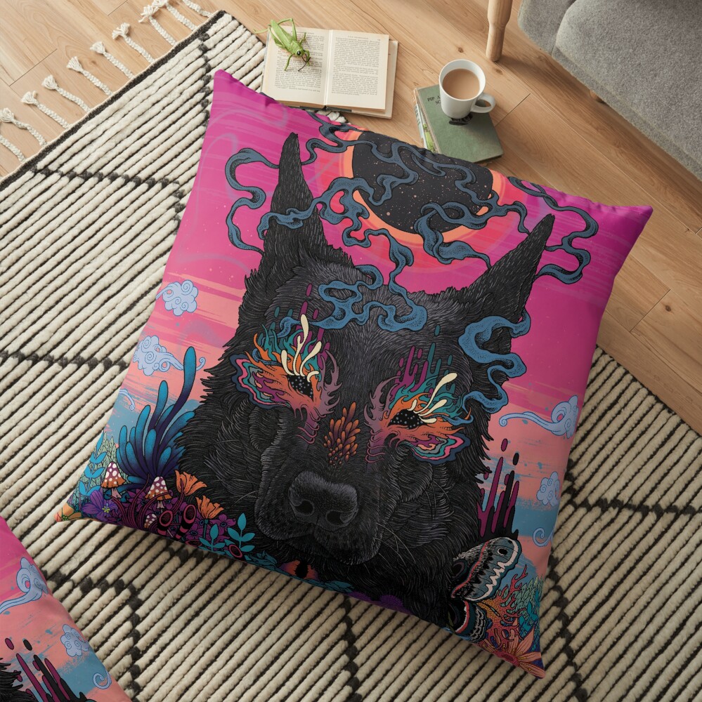 Black Eyed Dog Floor Pillow