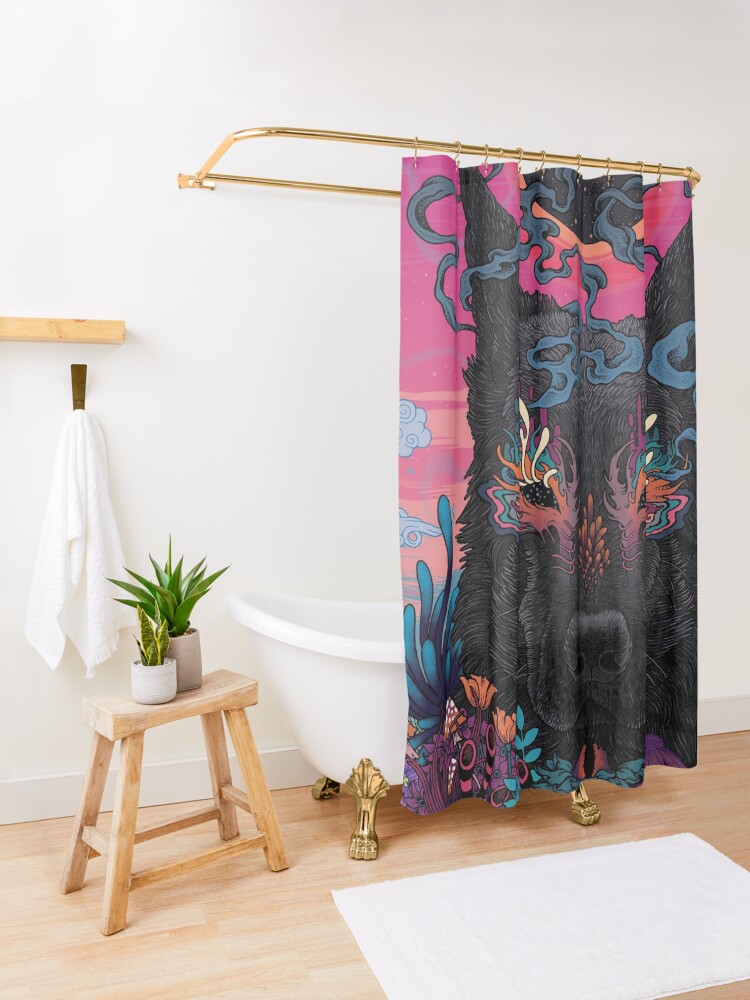 Alternate view of Black Eyed Dog Shower Curtain
