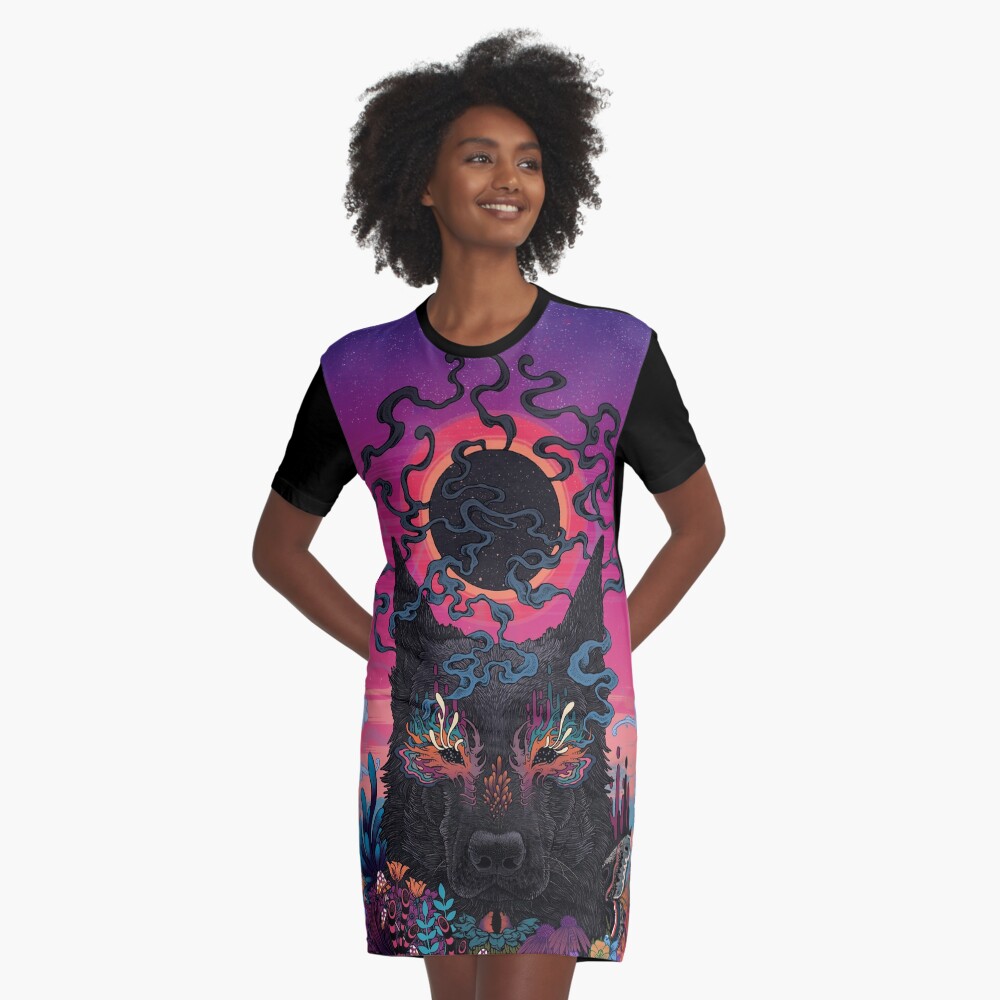 Black Eyed Dog Graphic T-Shirt Dress