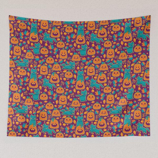 Item preview, Cats and pumpkins embroidery violet designed and sold by pakanta.