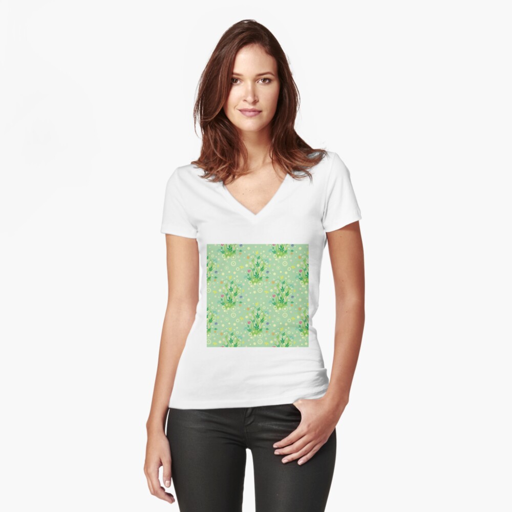 Decorative products with floral ornament. Fitted V-Neck T-Shirt
