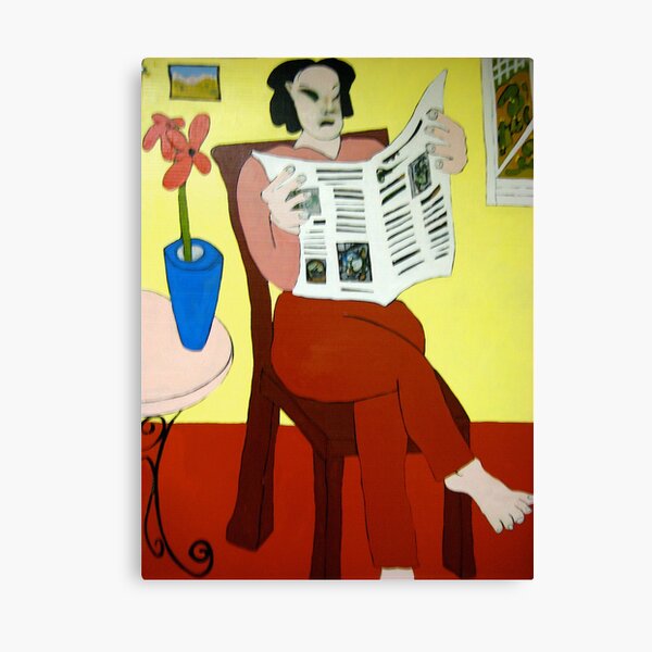 Woman Reading Newspaper Canvas Print