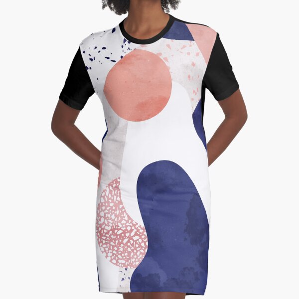 Terrazzo galaxy pink blue white Graphic T-Shirt Dress