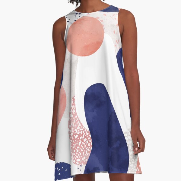 Terrazzo galaxy pink blue white A-Line Dress