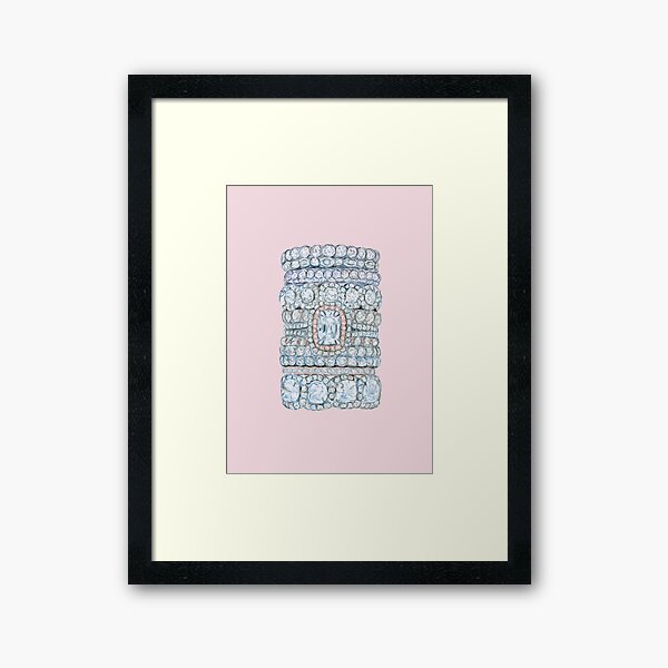Diemond Rings on Light Pink Framed Art Print
