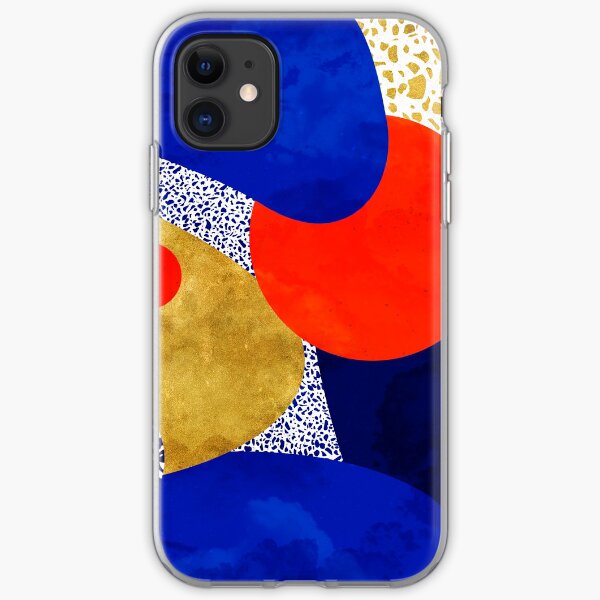Terrazzo galaxy midnight blue yellow golden orange iPhone Soft Case
