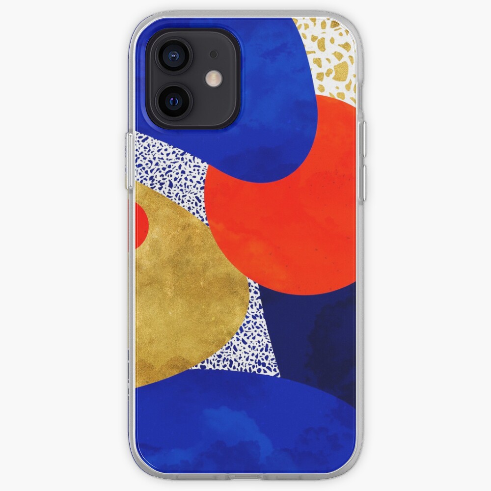 Terrazzo galaxy midnight blue yellow golden orange iPhone Case & Cover
