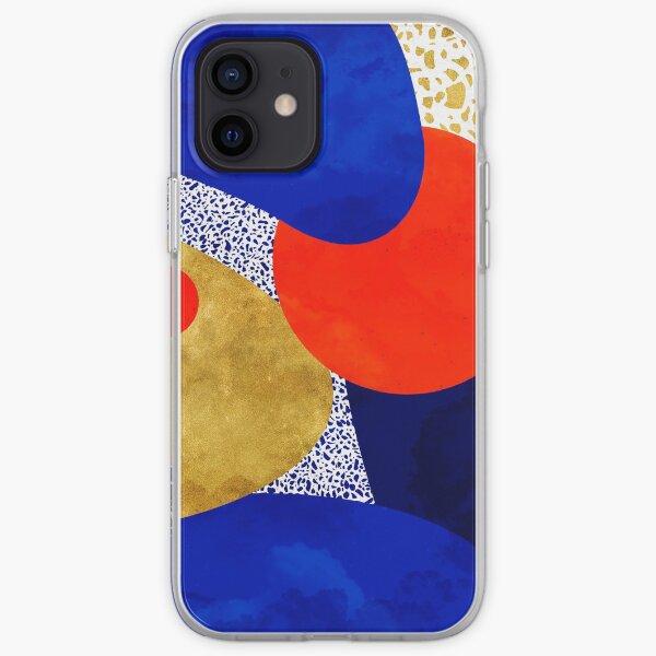 Terrazzo galaxy midnight blue yellow golden orange iPhone Soft Case