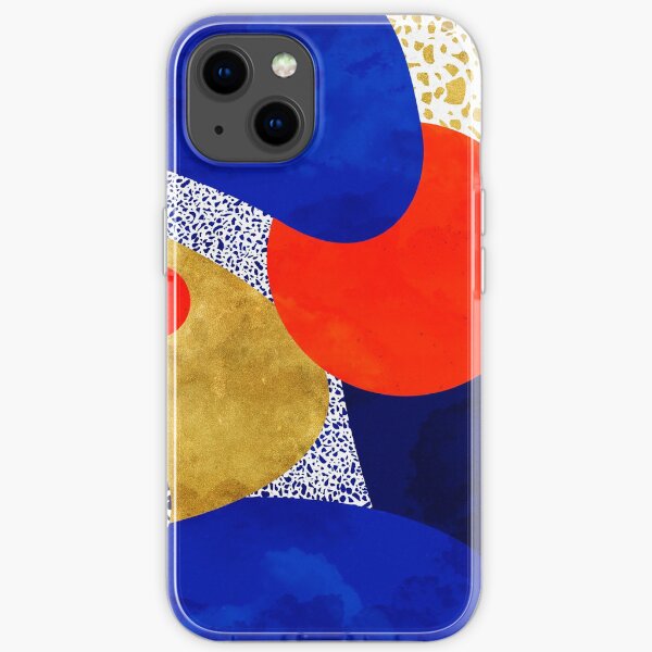 Terrazzo galaxy midnight blue yellow golden orange iPhone Soft Case