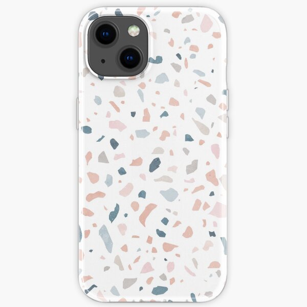 Terrazzo memphis bleu blanc rose pastel Coque souple iPhone