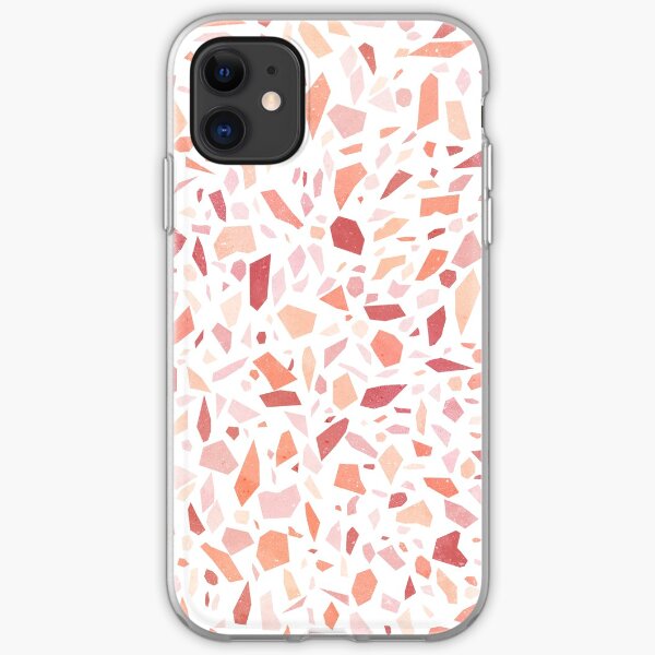 Terrazzo memphis vintage orange rouge blanc rose Coque souple iPhone