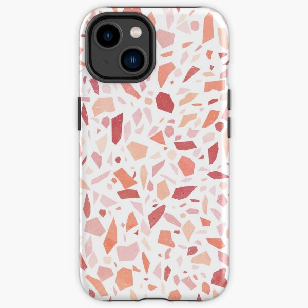 Terrazzo memphis vintage orange rouge blanc rose Coque antichoc iPhone