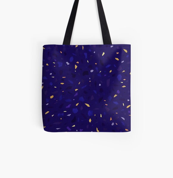Night blue terrazzo pattern yellow golden black purple All Over Print Tote Bag