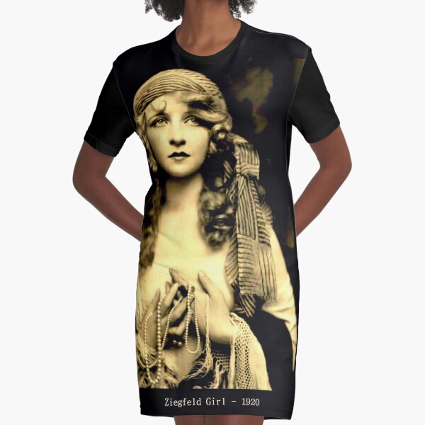 ZIEGFELD GIRL : Vintage 1920 Flapper Advertising Print Graphic T-Shirt Dress