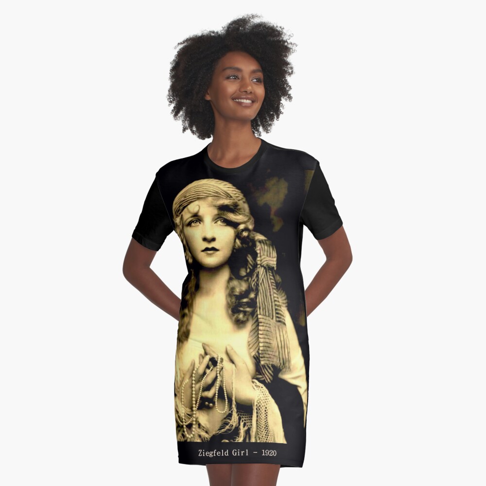 ZIEGFELD GIRL : Vintage 1920 Flapper Advertising Print Graphic T-Shirt Dress