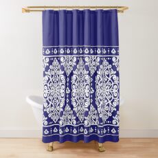 Blue queen. White and blue decorative vintage pattern. Shower Curtain
