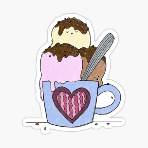 Kawaii Neopolitan Ice Cream Sticker