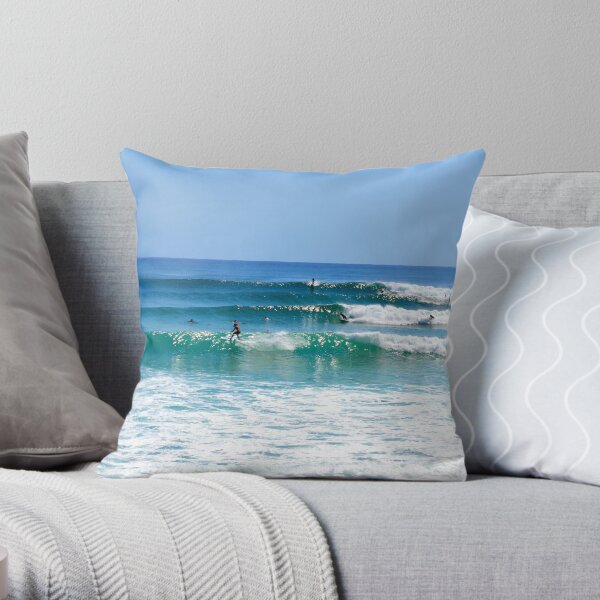 Surfs up - Rainbow Bay Throw Pillow