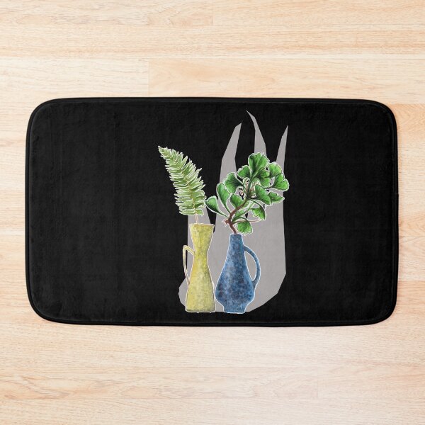 Item preview, I love jurassic ceramics! Vases still life with fern and gingko in blue-yellow-gray designed and sold by HeyK.