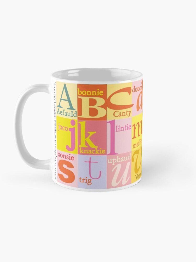 Alternate view of Scottish Couthie Word Alphabet - nice words. Mug
