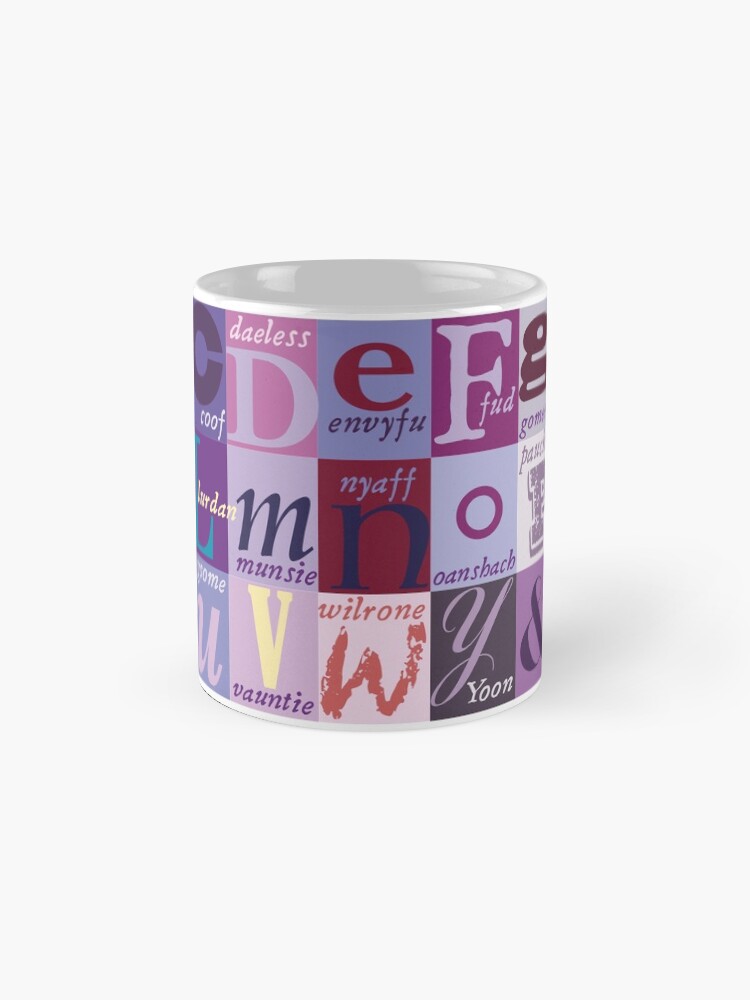 Alternate view of Scottish Snash Words alphabet - insult words. Mug