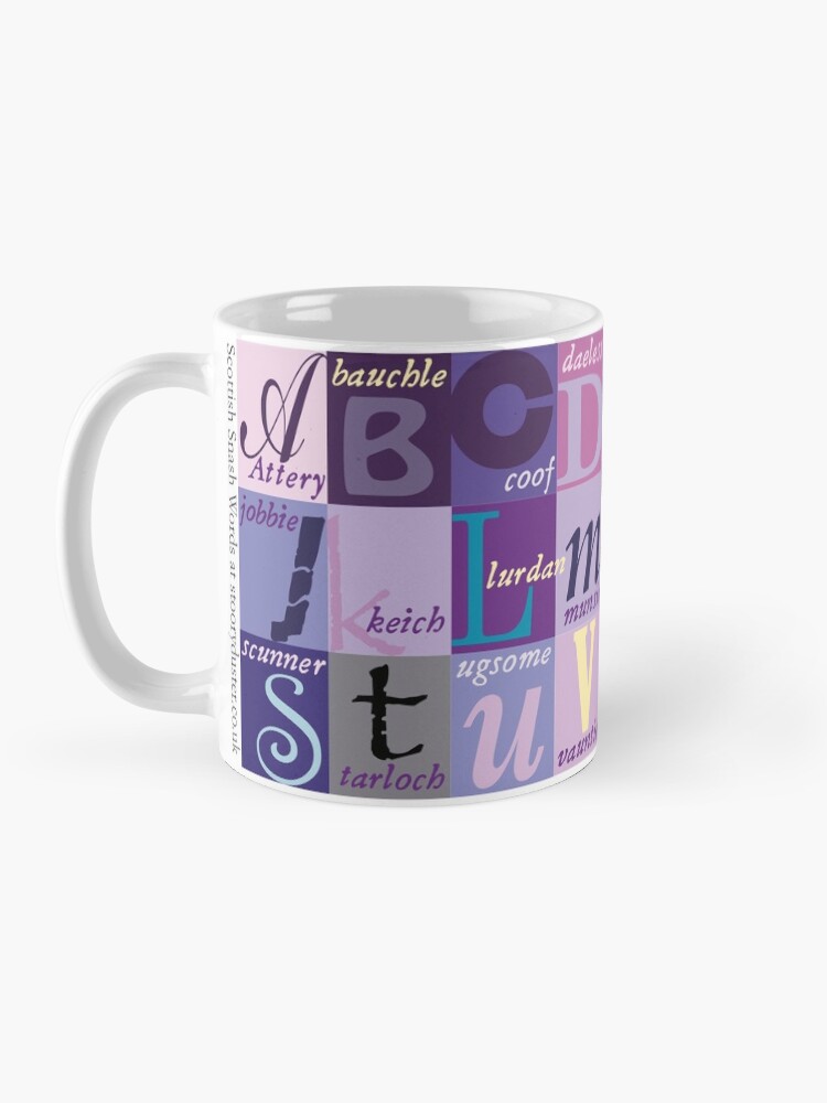 Alternate view of Scottish Snash Words alphabet - insult words. Mug